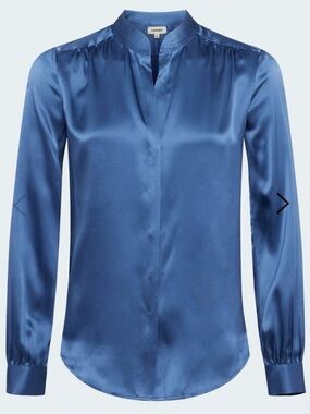 L’AGENCE Bianca band collar Blouse in Blue Horizon color